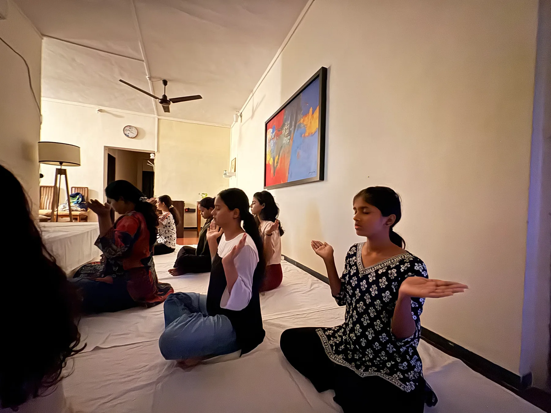 Young participants during a stress management session